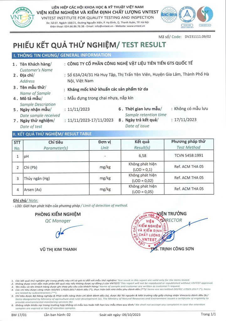 Công Ty CP Công Nghệ Vật Liệu Tiên Tiến GTS Quốc Tế