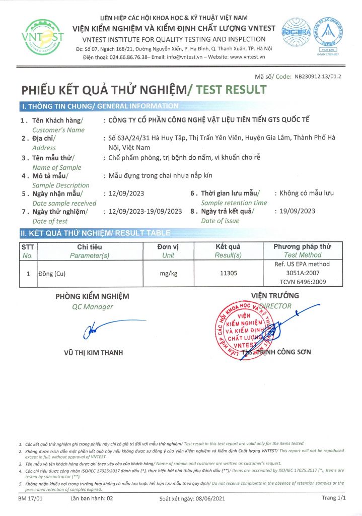 Công Ty CP Công Nghệ Vật Liệu Tiên Tiến GTS Quốc Tế