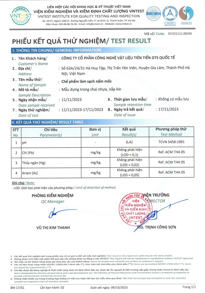 Công Ty CP Công Nghệ Vật Liệu Tiên Tiến GTS Quốc Tế